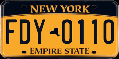 NY license plate FDY0110
