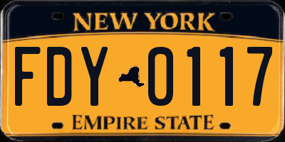 NY license plate FDY0117