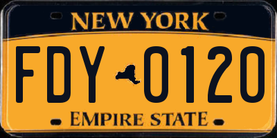 NY license plate FDY0120