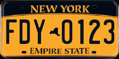 NY license plate FDY0123