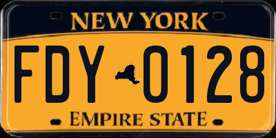 NY license plate FDY0128