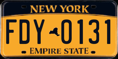 NY license plate FDY0131