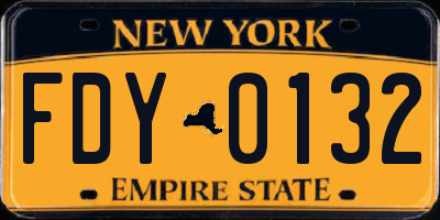 NY license plate FDY0132