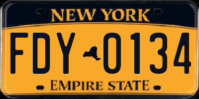 NY license plate FDY0134