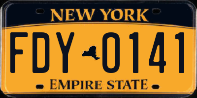 NY license plate FDY0141