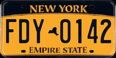 NY license plate FDY0142