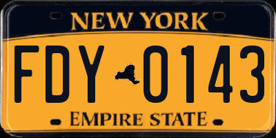 NY license plate FDY0143