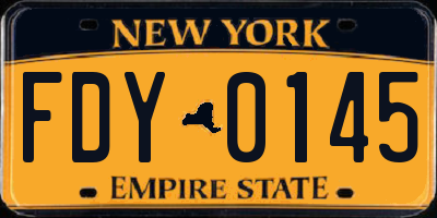 NY license plate FDY0145