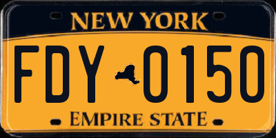 NY license plate FDY0150