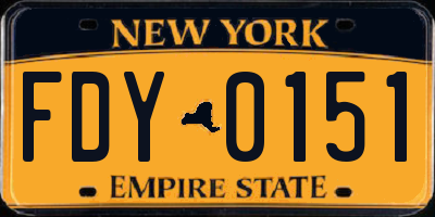 NY license plate FDY0151