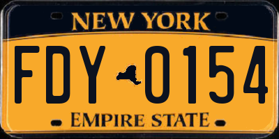 NY license plate FDY0154