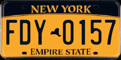 NY license plate FDY0157