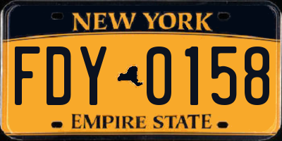 NY license plate FDY0158