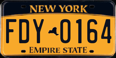 NY license plate FDY0164