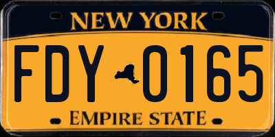 NY license plate FDY0165