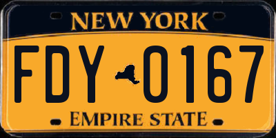 NY license plate FDY0167