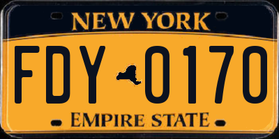 NY license plate FDY0170