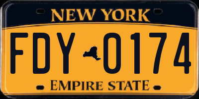 NY license plate FDY0174