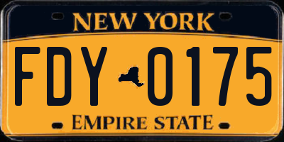NY license plate FDY0175