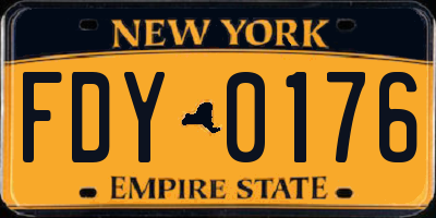 NY license plate FDY0176