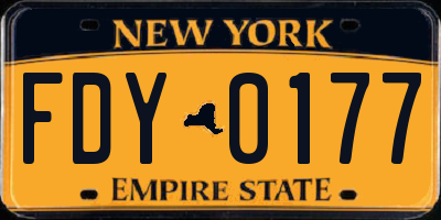 NY license plate FDY0177
