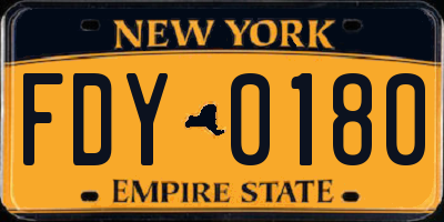 NY license plate FDY0180