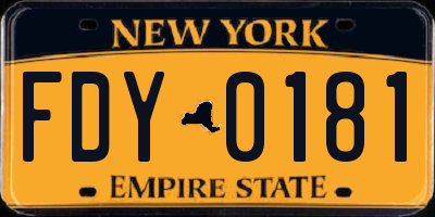 NY license plate FDY0181
