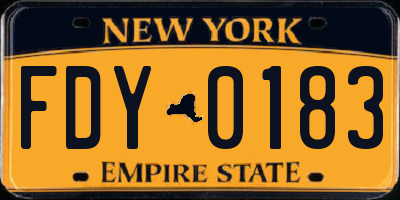 NY license plate FDY0183