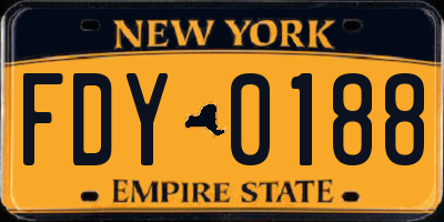 NY license plate FDY0188