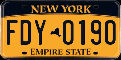 NY license plate FDY0190