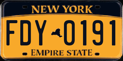 NY license plate FDY0191