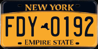 NY license plate FDY0192