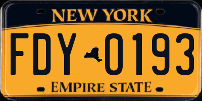 NY license plate FDY0193