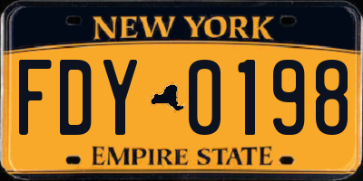 NY license plate FDY0198