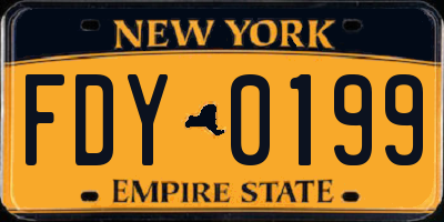NY license plate FDY0199