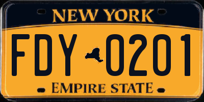 NY license plate FDY0201