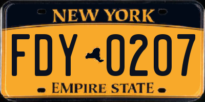 NY license plate FDY0207