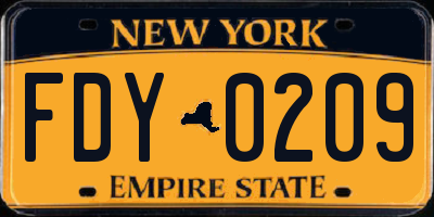 NY license plate FDY0209