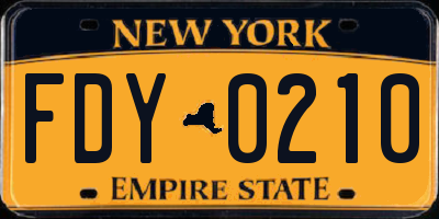 NY license plate FDY0210