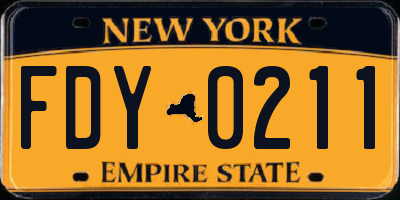 NY license plate FDY0211