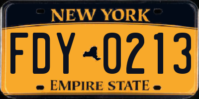 NY license plate FDY0213
