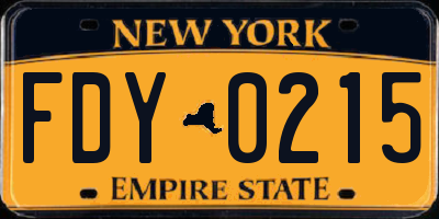NY license plate FDY0215