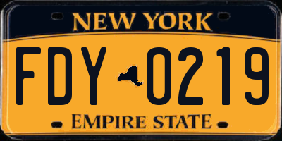 NY license plate FDY0219