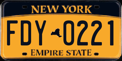 NY license plate FDY0221