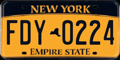 NY license plate FDY0224