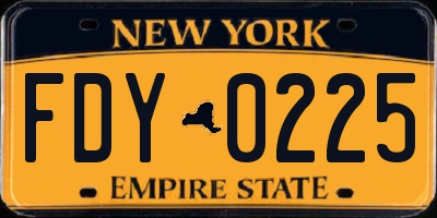 NY license plate FDY0225