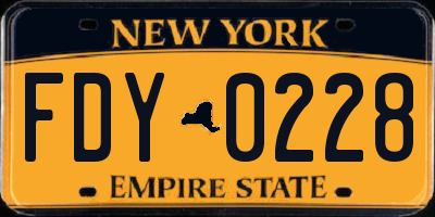 NY license plate FDY0228