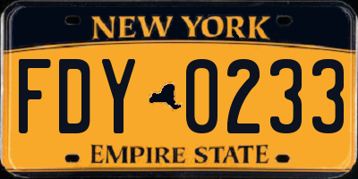 NY license plate FDY0233
