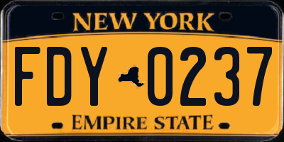 NY license plate FDY0237