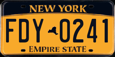 NY license plate FDY0241